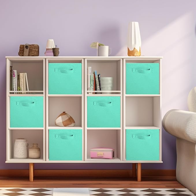 ShellKingdom Storage Bins, Foldable Fabric Storage Cube And Cloth Organizer | Storage Drawer For Closet And Toys, 13 X 13 X 13 INCH, 6 Pack (Mint Green)