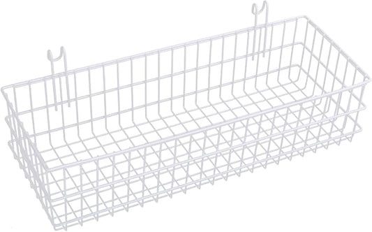 Kaforise Hanging Basket for Wire Wall Grid Panel, Multi-function Wall Storage and Display Basket, Flower Pots Shelf Balcony Plant Storage Holder, Extra Large Size, White Painted
