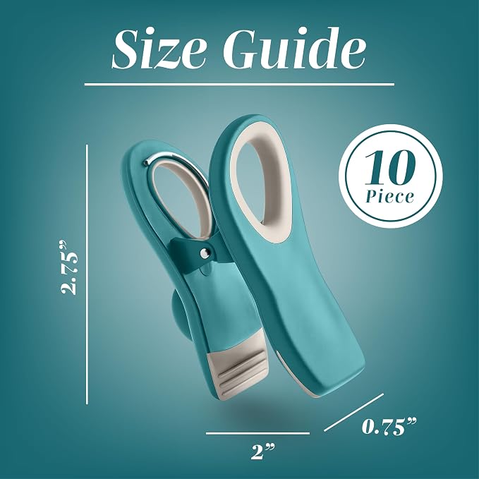 COOK WITH COLOR Bag Clips with Magnet- Food Clips, Chip, Bag for Food Storage with Airtight Seal Grip for Bread, Snack and Food Bags (Teal and Mauve, Pack of 10)