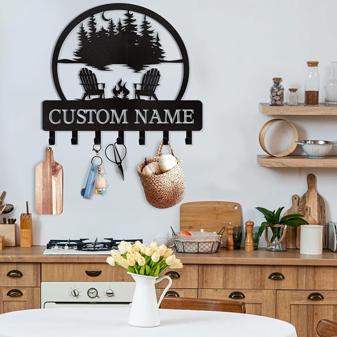 Dyoart Personalized Custom Name Key Holder - Wall Mounted Key Rack for Kitchen, Entryway, Hallway, Office, Doorway