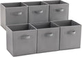 MAX Houser 6 Pack Foldable Fabric Storage Bins with Handles - Ideal for Closet Organization, Bedroom (Grey, 10.5"x10.5"x11")