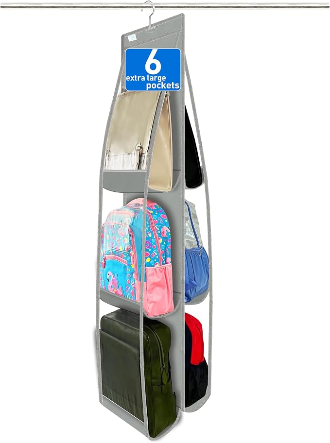 Purse Organizer for Closet, Large Capacity-19.69" Height for Oversized Purses&Tote Bags, Backpacks, Tall Boots, Purse Organizer,with 12 Boot Shapers, Hanging Purse Organizer, Grey