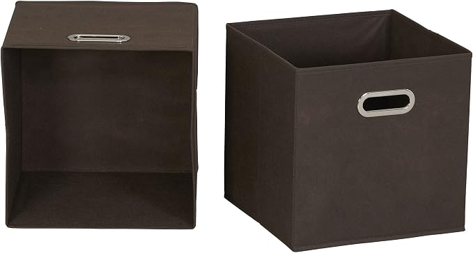 Household Essentials Foldable Fabric Storage Cubes 6-Pack – 11x11x11 Stackable Non-Woven Bins with Chipboard Sides & Grommet Handles – Closet, Shelf, Nursery, or Office Organizer – Chocolate Brown