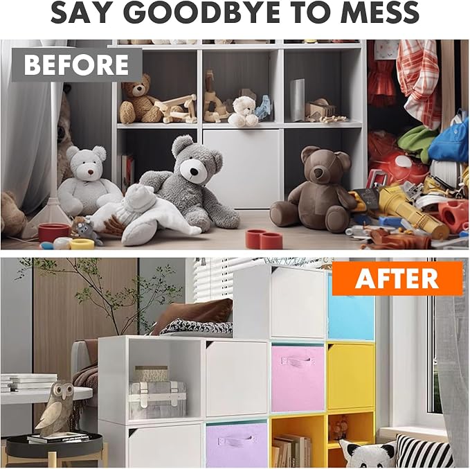 ShellKingdom Storage Bins, Foldable Fabric Storage Cube And Cloth Organizer | Storage Drawer For Closet And Toys, 13 X 13 X 13 INCH, 6 Pack (6 Colors)