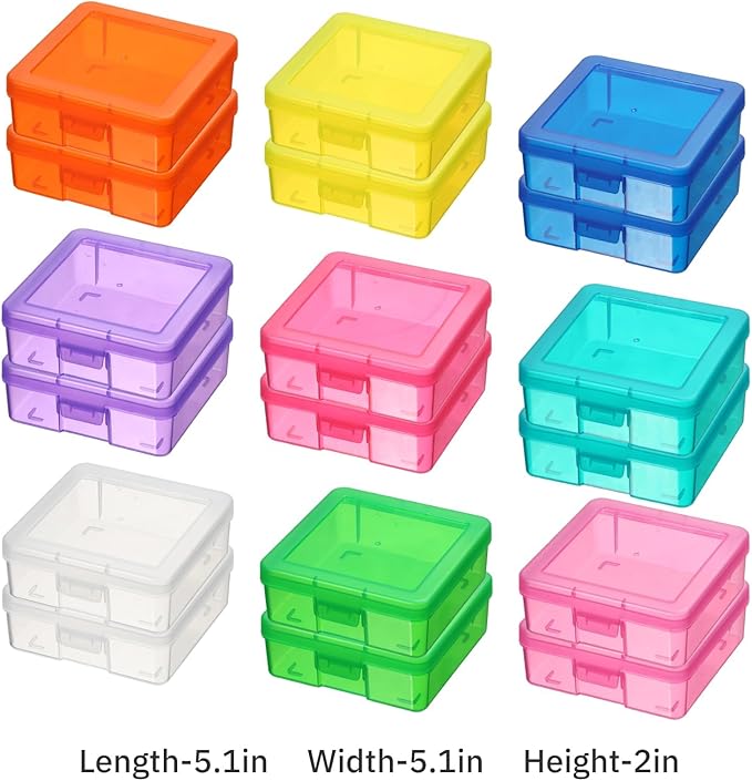novelinks Plastic Small Storage Containers with Lids for Organizing | 18 Pack, Small Color, Task Boxes for Special Education, Board Game Storage Containers, Balloon Storage Organizer, Mini Box