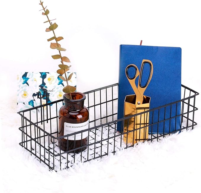 Kaforise Hanging Basket for Wire Wall Grid Panel, Multi-Function Wall Storage and Display Basket, Flower Pots Shelf Balcony Plant Storage Holder, Extra Large Size,15.7"×5.9"×3.9",Black