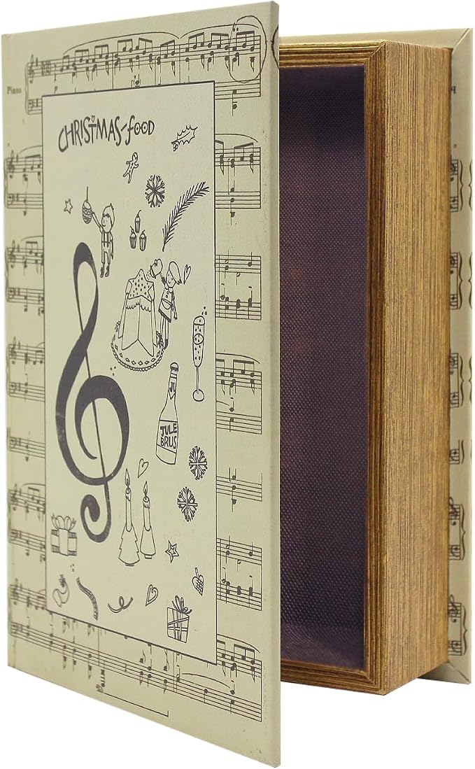 PACOLO Decorative Book Boxes, Faux Wood cover Storage for Hidden Jewelry, Money, and Cash (Soundtrack)