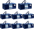 VENO 8 Pack Heavy Duty Moving Bags, Packing Bags with Clear Window, Alternative to Moving Boxes, Storage Bins for Clothes, Blankets, Comforters, College Dorm Essentials (Blue, 8 Pack)
