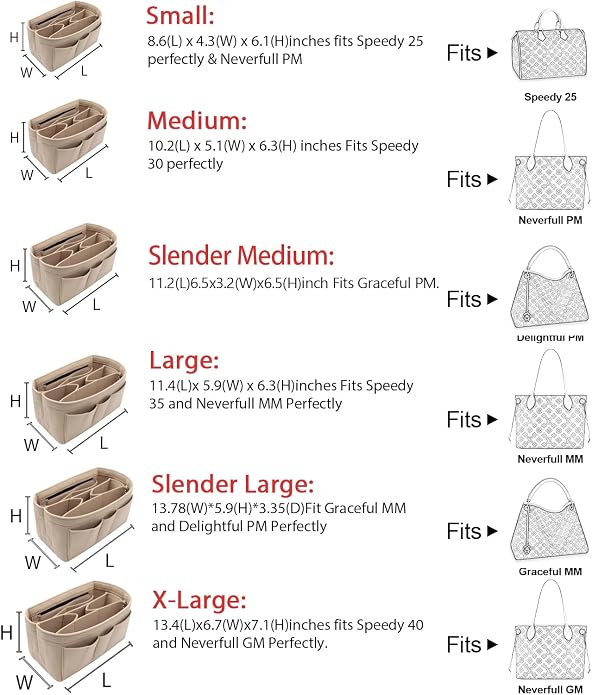 LEXSION Felt Insert Bag Organizer Bag In Bag For Handbag Purse Organizer Fits Speedy Neverful