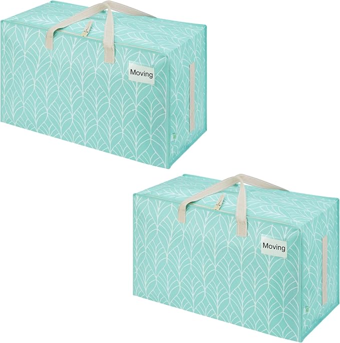 VENO 2 Pack Extra Large Heavy Duty Moving Bags with Wide Opening & Reinforced Handles, Reusable Storage Tote Bags with Strong Zippers for Clothes, College Dorm Essentials & Moving Supplies