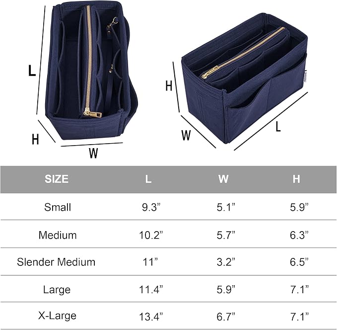 Vercord Felt Organizer Insert for Purse Handbag Tote Bag in Bag Inside Shaper Divider Neo Dark blue X-Large