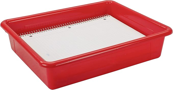 Storex Letter Size Flat Storage Tray – Organizer Bin for Classroom, Office and Home, Red, 5-Pack (62518U05C) , 10 x 13 x 3 Inches