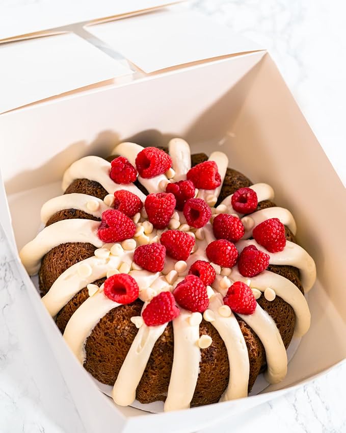 qiqee White 8"x8"x5" Cake Box 36Pcs, 8" White Cake Round Boards 36Pcs, for Cake, Treat Cookie Dessert, Birthday Party