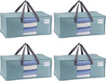 VENO 4 Pack Heavy Duty Moving Bags, Packing Bags with Clear Window, Alternative to Moving Boxes, Storage Bins for Clothes, Blankets, Comforters, College Dorm Essentials (Light Blue Matte, 4 Pack)