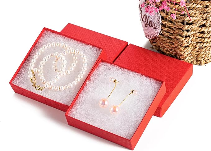GEFTOL Jewelry Gift Boxes 96 Pack 3.5x3.5x1 Inch Cardboard Jewelry Boxes,Small Gift Boxes for Jewelry Earrings Necklaces Handmade Bangles Bracelets(Red)