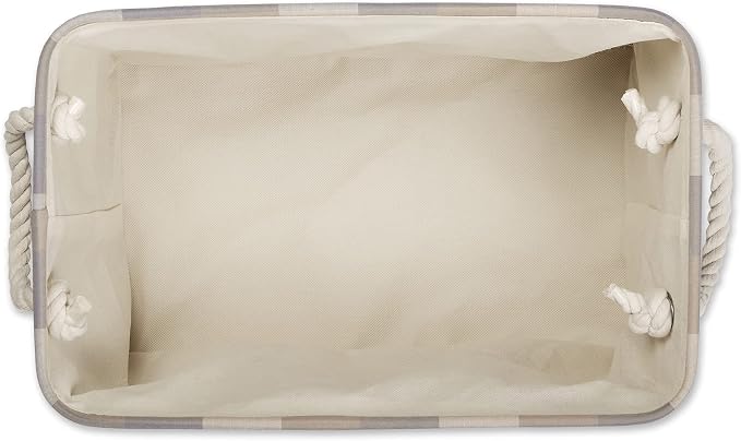 DII Buffalo Check Storage Collection Collapsible Bin with Handles, Medium Rectangle, 16x10x12, Tri Color Stone