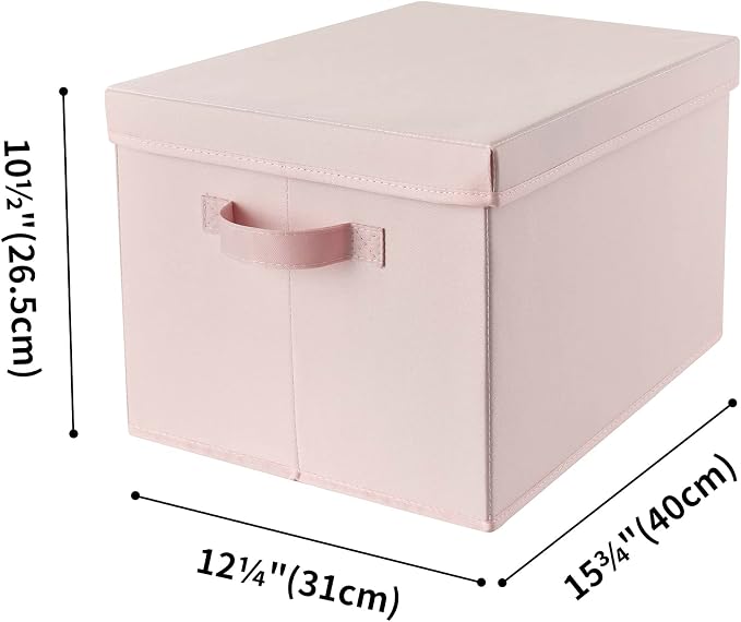 GRANNY SAYS Storage Bins Fabric, Large Storage Bins with Lids, Collapsible Storage Box Closet Shelf, Decorative Storage Baskets for Organizing Bedroom Dorm Nursery, Pink, 3-Pack