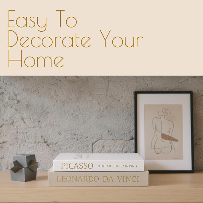 Decorative Books with Picture Frame Set - Set of 2 Decorative Books for Home Decor - Linen Faux/Fake Book for Coffee Table, Bookshelf or Bedside Decor - Hidden Storage Box for Remote & Photo