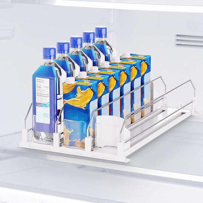 Dayacoco Drink Organizer,Soda Drink Dispenser For Fridge,Fridge Can Drink Organizer,12oz 16oz 20oz-Soda Automatic Dispenser For Fridge And Adjustable Width-Holds Up To 15 Cans,3 Rows