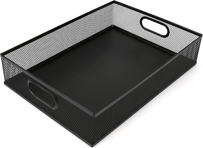 Desk Drawer Organizer, A4 Large Metal Mesh Desk Organizer Tray, Versatile Storage Box Set for Office Home Supplies,13 x 9 inches