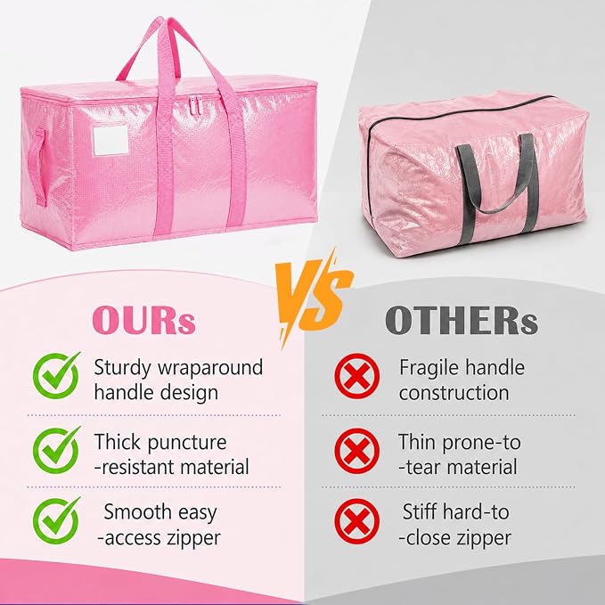 Songrey Heavy Duty Moving Bags, 8 Pack Large Storage Bags with Zipper & Handles, Waterproof Totes Bags for Clothes Packing, Moving, College Supplies, Home Organization