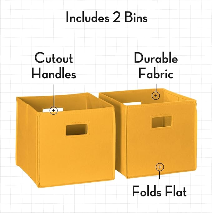 RiverRidge Folding Storage Bins with Handles Golden yellow Cube Storage Organizer for Closet, Bedroom & Playroom - Closet Organizers and Storage Set of 2