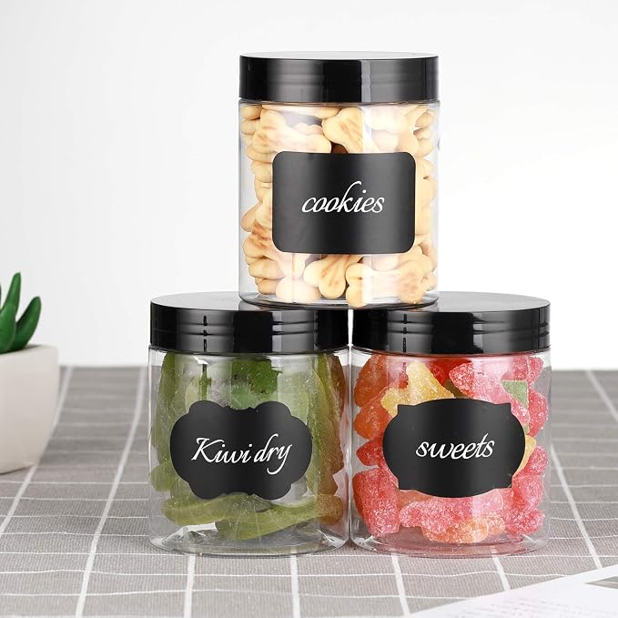 Dabacc 8 OZ Plastic Jars with Lids, 24 Pack Clear Plastic Slime Containers for Kitchen and Household Food Storage of Dry Goods, Creams and More, BPA Free