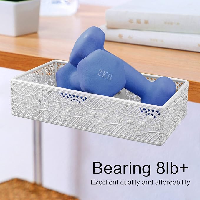 Under Desk Storage Organizer for Reduced Clutter, Drawer organizers C-Clamp Mount System Firmly Clamped And Do Not Hurt The Table, Easy to Install & holds up to 10 lbs-2 Pack (Large and Small)
