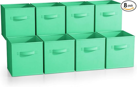Sorbus Fabric Storage Cubes - 8 Foldable Storage Bins for Organizing Pantry, Cubbies, Toy Box - Clothes Storage & Closet Organizer - 11 Inch Collapsible Cube Baskets for Shelves with Handle