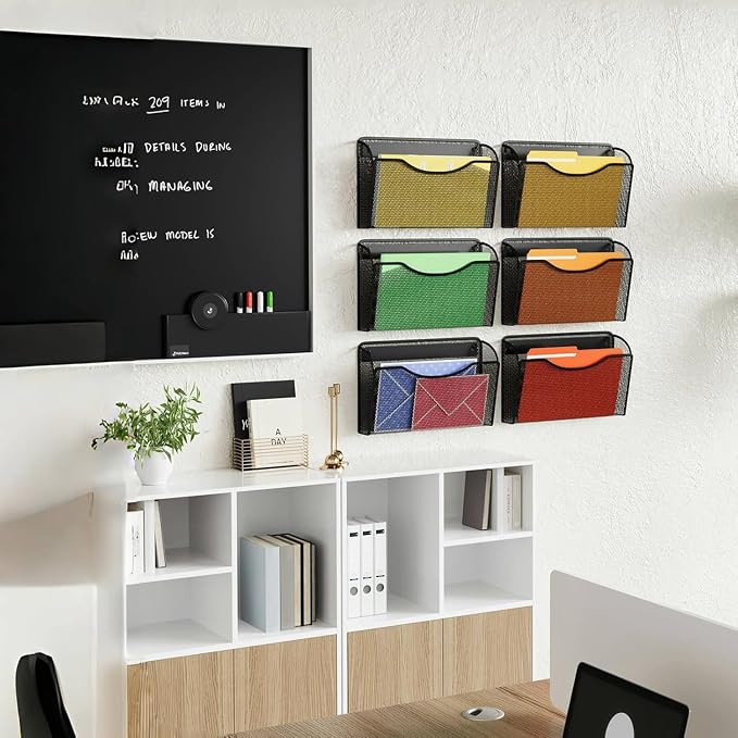 MINDEPOT Magnetic Wall File Organizer,Hanging Wall Mounted File Folder Binder Holder Mail Organizer for Office,Home and School Supplies
