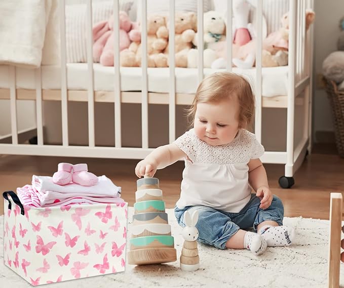 Rectangular Butterfly Basket Kids Baby Storage Basket Cute Toy Storage Bin Organizer Shelf Boom Room Decor(Butterfly)