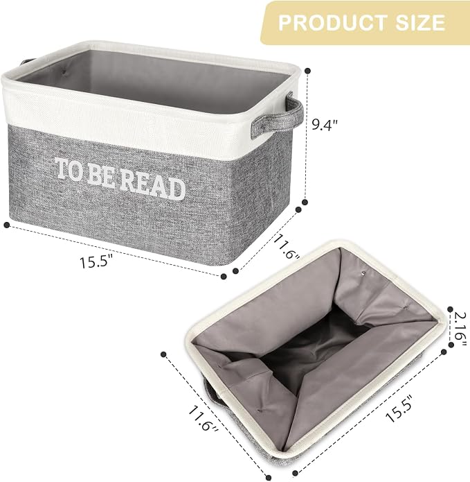 Lukeline Book Storage Basket for Book Lover Gifts, 15.5 x 11.6 x 9.4 Large Book Storage Bins, Book Accessories for Reading Lovers, To Be Read Book Storage Basket for Home Shelves Classroom
