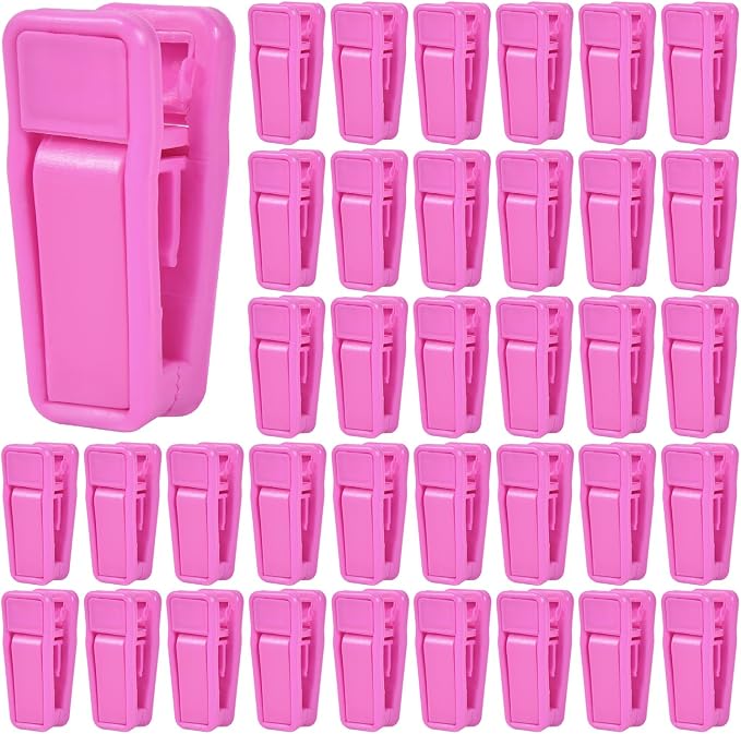 KISEER 40 Pcs Plastic Baby Hanger Clips Slim-line Finger Clips Set for Clothes Hanger Velvet Hanger (Pink)