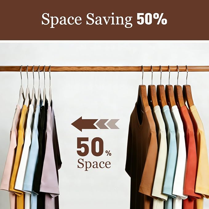 Velvet Hangers 50 Pack, 17.5 Inches Wide Large Size, Heavy Duty Non-Slip Slim Clothes Hangers for Pants, Coats, Skirts, Jeans, Sweaters and More, Nylon-Flocked, Ivory