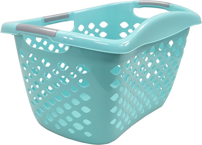 1.8 Bushel Hip Grip Plastic Laundry Basket, Teal - Perfect for Adult/Tween in Bedroom, Dorm & Laundry Room