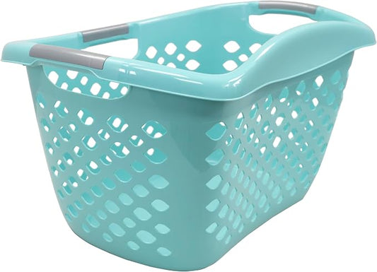 1.8 Bushel Hip Grip Plastic Laundry Basket, Teal - Perfect for Adult/Tween in Bedroom, Dorm & Laundry Room