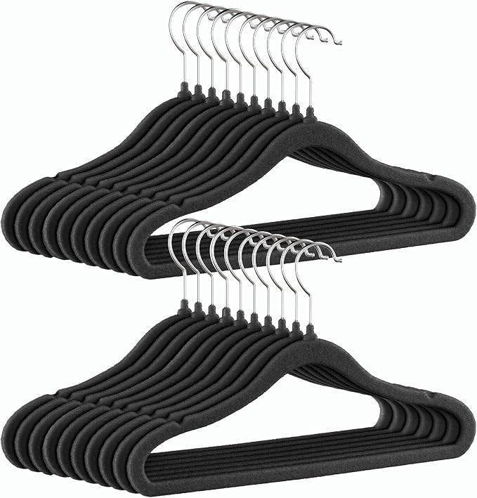 GoodtoU Kids Velvet Hangers Baby Hangers Black Infant Hanger for Closet Non Slip Children Hanger