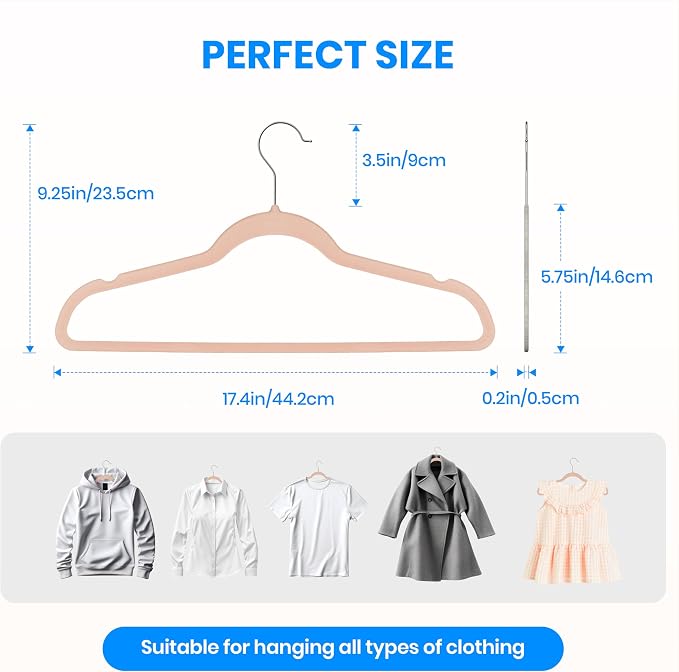 Simple Deluxe Velvet Hangers 30 Pack, Non-Slip Clothes Hangers with Shoulder Notches, 360° Swivel Hooks, Heavy Duty Coat Suit Hangers for Closet Space Saving, Pink