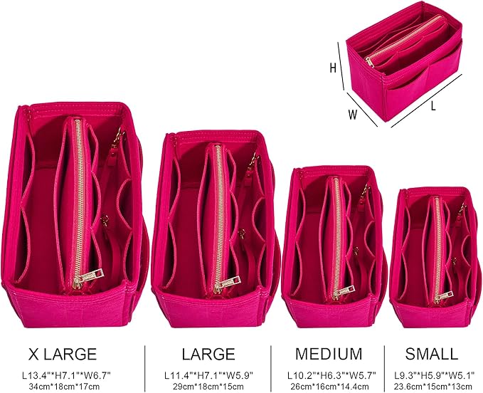 Vercord Felt Organizer Insert For Purse Handbag Tote Bag In Bag Inside Shaper Divider Neo Rose X-Large