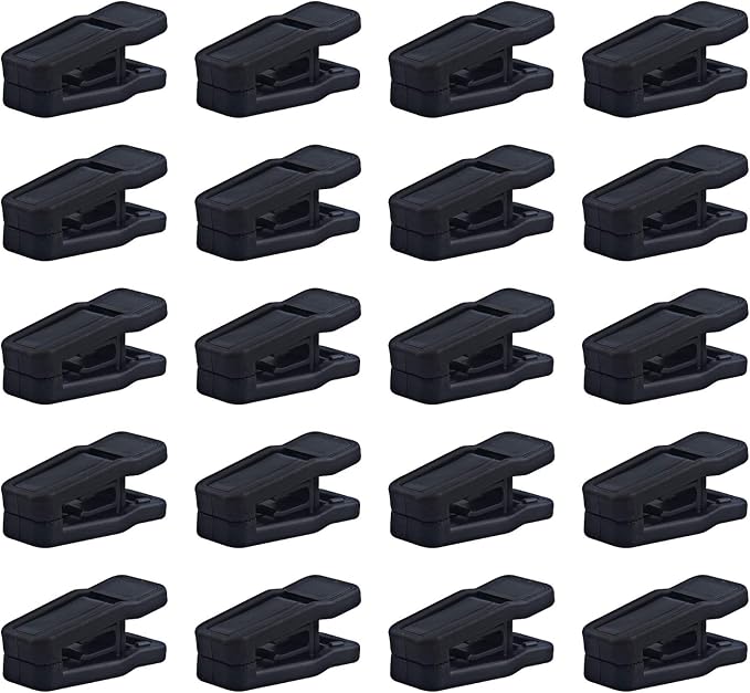 Premium Heavy Duty ABS Plastic Slim-line Hanger Set of Finger Clips for Velvet Hangers - 20 Pack (Black)