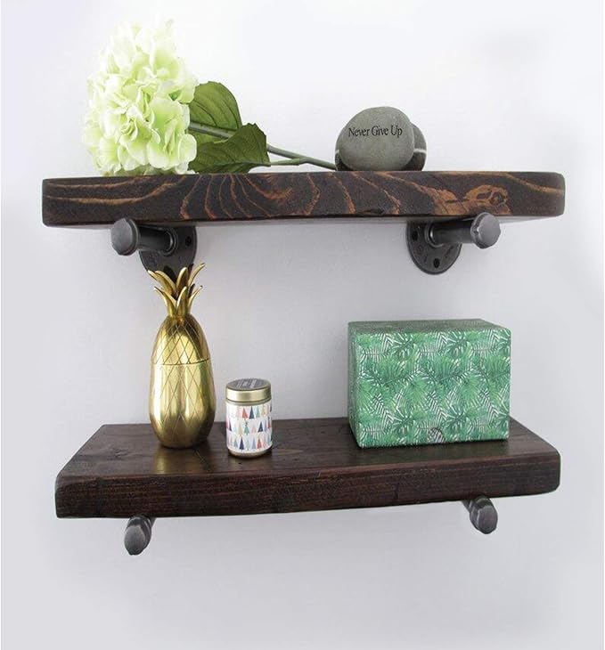 1/2" Industrial Black Iron Pipe Shelf Brackets, Rustic Wall Mounted DIY Shelving Bracket Hanging Custom Pipe Brackets for Floating Shelves (10 Inch, Piece, 6.0)