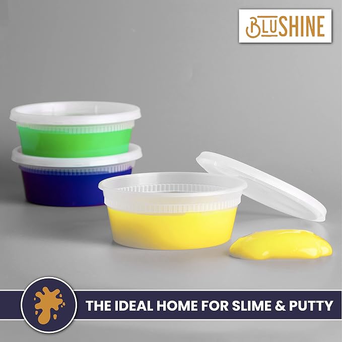 BluShine Deli Containers with Lids, Plastic Food Storage Containers | 8 oz, 40 sets Small Plastic Deli Food Storage Containers with Airtight Leak Proof Lids, Reusable, Microwave and Freezer Safe