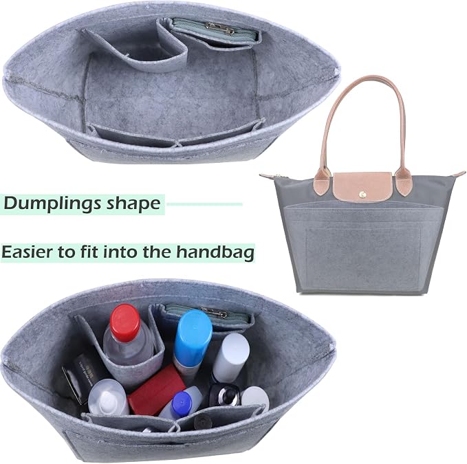 Lckaey Purse Organizer Insert for longchamp Le Pliage Neo(Large) Handbags Insert Organizer 1012French grey-L