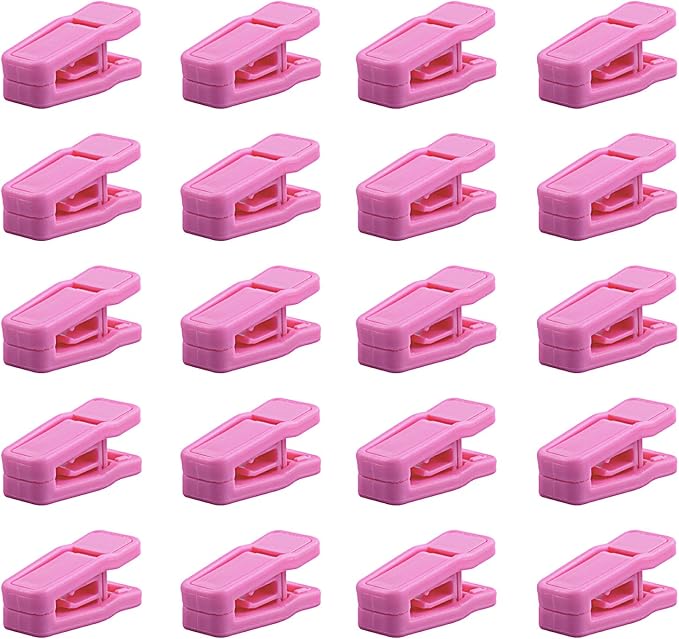 Premium Heavy Duty ABS Plastic Slim-line Hanger Set of Finger Clips for Velvet Hangers - 20 Pack (Pink)