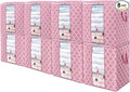 WISELIFE Storage Bags 8 Pack/100L Large Blanket Clothes Organization and Storage Containers for Comforters,Bedding, Foldable Organizer with Reinforced Handle, Clear Window, Sturdy Zippers,Pink