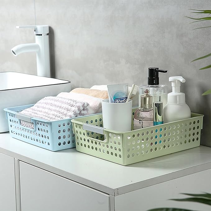 Soddeph A4 Paper Trays for Classroom with Grip Handles,Book Baskets for Library, Drawers, Office, Home,Desk,Turn in Trays Classroom Plastic Storage Baskets