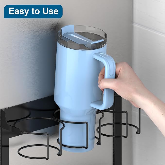 EASTTOWEST Magnetic Cup Storage Organizer Holder for Stanley 30/40 oz Tumbler,Strong Magnetic Rack for Fridge(Black, 3CUPS)