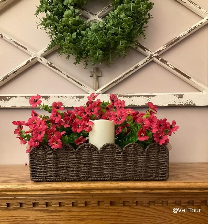 CubesLand Toilet Paper Storage Organizer Basket, Scalloped Decorative Baskets for Over Toilet Shelves, Wicker Small Basket Perfect for Home Countertop Storage & Decor, Living Room Shelf Decor, Brown