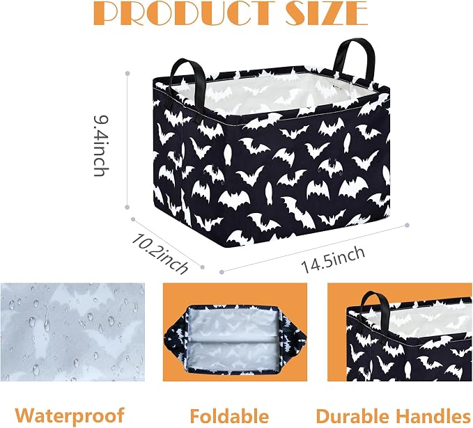 MAIZMZ Halloween Storage Basket Pumpkin Ghost Gift Basket for Kids Foldable Toy Box Waterproof Organizer Bin Laundry Nursery Hamper for Home Office Dorm Closet Shelf