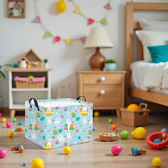 Rectangular Flower Easter Basket for Kids - Baby Storage Bin and Organizer, Shelf, Book Basket, Room Decor